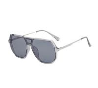 WNCKSQ Trendy Oversized Square Sunglasses Men Women One-Piece Irregular Metal Shades Vintage Fashion Eyewear UV400,C2TransparentGray