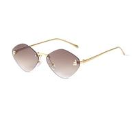 WNCKSQ Trendy Rimless Diamond-shaped Sunglasses Women Metal Gradient Sun Glasses Shades Uv400(C2)