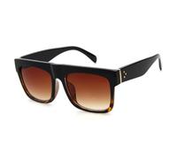 WNCKSQ Vintage Flat Top Sunglasses Women Men Totoiseshell Big Frame Square Shades Uv400 Gradient Sun Glasses(C3)