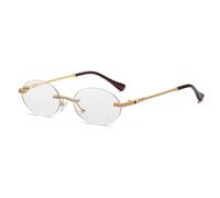 WNCKSQ vintage oval sunglasses rimless men small frame blue fashion round sun glasses for women metal gold uv400 frameless,gold with clear,1