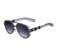 WNCKSQ Vintage Punk Oval Sunglasses Women Men Trendy Steampunk Double Beam Sun Glasses For Male Retro Eyewear,C8GrayGradientGray
