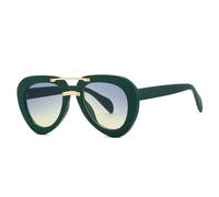 WNCKSQ Vintage Round Oversized Pilot Sunglasses For Women Men Retro Punk Shades Trend Double Beam Oval Eyewear UV400,C4GreenBlueYellow