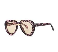 WNCKSQ Vintage Round Oversized Pilot Sunglasses For Women Men Retro Punk Shades Trend Double Beam Oval Eyewear UV400,C6PurpleDemi