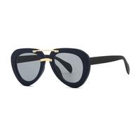 WNCKSQ Vintage Round Oversized Pilot Sunglasses For Women Men Retro Punk Shades Trend Double Beam Oval Eyewear UV400,C3BlueGray