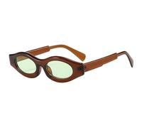 WNCKSQ Vintage Small Oval Sunglasses For Men Women Punk Shades UV400 Protection Trendy Classic Eyewear,C4BrownGreen