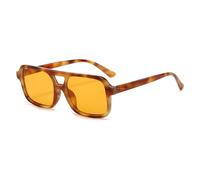 WNCKSQ Vintage Tortoiseshell Square Sunglasses Women Men Retro Trendy Blue Orange Sunglasses Male(C10)