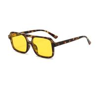 WNCKSQ Vintage Tortoiseshell Square Sunglasses Women Men Retro Trendy Blue Orange Sunglasses Male(C3)