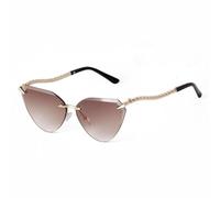 WNCKSQ Women Cat Eye Sunglasses Double Color Lens Gradient Uv400 Shades Rimless Sun Glasses(C2)
