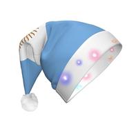 WNCLKF Argentine flag print Adult plush luminous Christmas hat Christmas LED lights, skullcap, knitted hat