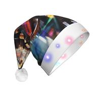 WNCLKF Bars Neon Lights print Adult plush luminous Christmas hat Christmas LED lights, skullcap, knitted hat