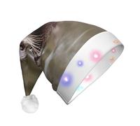 WNCLKF cute water tower print Adult plush luminous Christmas hat Christmas LED lights, skullcap, knitted hat