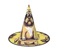 WNCLKF Funny Cartoon Pug Puppy Dog print Halloween hat parties, carnivals hat dances, cosplay. Costume Witches Party Adult