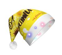 WNCLKF Goodlooking Hello Nice Sunshines print Adult plush luminous Christmas hat Christmas LED lights, skullcap, knitted hat