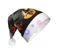 WNCLKF Guitar Collection print Adult plush luminous Christmas hat Christmas LED lights, skullcap, knitted hat
