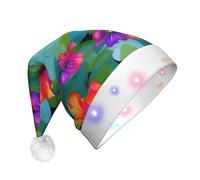 WNCLKF Hawaiian Colorful Flower print Adult plush luminous Christmas hat Christmas LED lights, skullcap, knitted hat