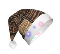 WNCLKF Wild Zoo print Adult plush luminous Christmas hat Christmas LED lights, skullcap, knitted hat