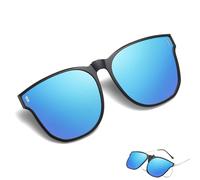 Wnddle Clip On Sunglasses Over Prescription Glasses Sunglasses Clip On Polarized Clip Women Myopia Glasses Outdoor Driving Fishing for Men Women, blue