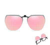 Wnddle Clip On Sunglasses Over Prescription Glasses Sunglasses Clip On Polarized UV400 Protection for Myopia Glasses Outdoor/Driving/Fishing, pink