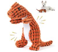 Wnddle Squeaky Dog Toys, Soft Plush Dog Toy, Dog Chew Toys with Dino Design, Interactive Dog Toys with Built-in Squeaker, for Puppies, Small, Medium (Orange)