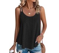 WNEEDU Summer Tops for Women UK Loose Fit Cami Vest Top Eyelet Cami Top