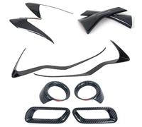 Wnfmjqe Brake Warning Light For Subaru XV 2012 2013 2014 2015 2016 Car Headlight Eyebrow Rear Window Front Fog Lamp Light Frame Cover Sticker Trim ABS Carbon Fiber(1 set)