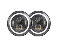 Wnfmjqe Headlight Assembly For Chevy For Camaro Car Front Lights | 1967-1981 2 Piece 7 Inch LED Headlight H4 Hi-Lo With Halo Angel Eyes For Lada 4x4 Urban Niva