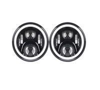 Wnfmjqe Headlight Assembly For Chevy For Camaro Car Front Lights | 1967-1981 2 Piece 7 Inch LED Headlight H4 Hi-Lo With Halo Angel Eyes For Lada 4x4 Urban Niva