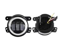 Wnfmjqe Headlight Assembly For Jeep JK TJ LJ For Grand Car Front Lights | For Cherokee ATV 4Inch Round Led Fog Lights 30W White Amber Halo Ring DRL Off Road Driving Lamps Headlight