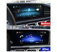 Wnfmjqe Navigation Screen Protector For Benz For GLS Class X166 2015-2019 2020 2021 Car GPS Navigation LCD Screen Tempered Glass Protective Film Anti Scratch(350x146MM 2pieces 12.3in)
