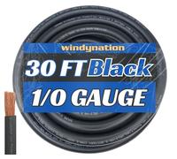 WNI 1/0 Gauge 30 Feet Black 1/0 AWG Ultra Flexible Welding Battery Copper Cable Wire - Made In The USA - Car, Inverter, RV, Solar