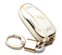 WNILIAN for Tesla Key Fob Cover TPU Case with Keychain Accessories Compatible with Model X Smart Key