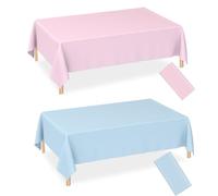 WNINK 2 Pack Gender Reveal Plastic Tablecloths, Disposable Rectangle Pink and Blue Pastel Tablecloth, Table Covers for Boy or Girl Gender Reveal Party Baby Shower Birthday Party Decorations 54" x 108"
