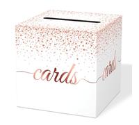 WNINK Elegant Rose Gold Rectangular Flip Top Card Box, 8.7 x 8.7 x 8.7 inches, Perfect for Weddings, Birthdays, Baby Showers & More