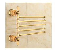 WNJJ Towel Rack Towel Rack Bath Hardware Brass Foldable Movable Rotatable Towel Bar/Rack with Toothbrush Cup, Bathroom Wall Mount Towel Holder 3-5 Bars Gold Towel Storage Holder Bathroo