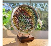 WNJZ Gorgeous Rainbow Bismuth Bowl Ornament Home Decor with Stand Bismuth Crystal Geode Large Specimen for Collecting Wicca and Reiki Healing for Collecting (Rainbow)