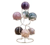 WNJZ Gorgeous Sturdy Metal Sphere Display Stand Marble Crystal Ball Holder Globe Display Room and Office Decor Egg Celestial (Silver 7 Balls Stand B)