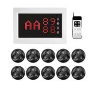 WNKRUN Restaurant Pager System Wireless Calling System 1 Number Display Receiver with 10 Waterproof Table Call Buttons for Restaurant Hotel Bat Cafe