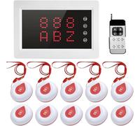 WNKRUN Wireless Caregiver Pager 400m Elderly Alarm Call Button Alarm for Elderly with 1 Display Receiver and 10 Waterproof Call Buttons for Nursing Emergency Home Clinic