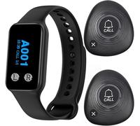 WNKRUN Wireless Restaurant Pager System Calling System with 1 Waterproof Watch Pager and 2 Call Buttons with Cancel Key