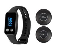 WNKRUN Wireless Restaurant Pager System with 1 Waterproof Watch Pager and 2 Call Buttons (2 N1 buttons)