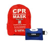 WNL Products FAK5000SGI-BUNDLE Adult/Child & Infant CPR Rescue Mask Kit with CPR Keychain - Soft Case CPR Set with One-Way Valve, Gloves, Antiseptic Wipe, and Face Shield Keychain Barrier - Bundle