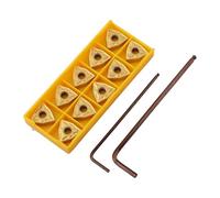 WNMG080404 Carbide Inserts for CNC Lathe Turning Tools, 16.5 x 5 mm, Hole Diameter 4.8 mm, Gold Coated, High Strength for Steel and Cast Iron Processing, 10-Pack