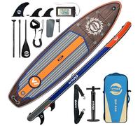 WNOVA 11' Inflatable Stand Up Paddle Board, 34" Extra Wide Stable iSUP for Adults & Youth, with Camera Mount & Premium Accessories, Non-Slip Deck for All Skill Levels (Deep Wood Grain)