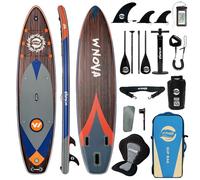 WNOVA 11'6" × 34" Extra Wide Inflatable Stand Up Paddle Board, Stable SUP with Premium SUP Accessories and Non-Slip Comfort Deck for Adults & Youth of All Skill Levels (Classic Wood/Kayak Seat)