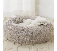 WNPETHOME Donut Dog Beds Large Sized Dog,Anti-Anxiety Caming Large Pet Bed,Fluffy Faux Fur Plush Puppy Bed，Warming Cozy Soft Round Bed for Pet, Cat Cuddler Cushion
