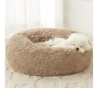 WNPETHOME Donut Dog Beds Large Sized Dog,Anti-Anxiety Caming Large Pet Bed,Fluffy Faux Fur Plush Puppy Bed,Warming Cozy Soft Round Bed for Pet, Cat Cuddler Cushion