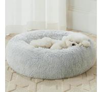 WNPETHOME Donut Dog Beds Large Sized Dog,Anti-Anxiety Caming Large Pet Bed,Fluffy Faux Fur Plush Puppy Bed,Warming Cozy Soft Round Bed for Pet, Cat Cuddler Cushion