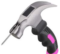Wnqou 8oz Claw Hammer - Milled Face Camping Mini Hammer with Magnetic, Pink