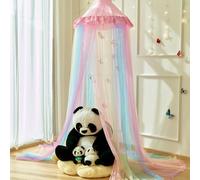 Wnqou Rainbow Bed Canopy Twin Size Breathable Canopy Bed Curtain for Bed,Princess Play Tent for Girls Bedroom Decoration Reading Nook