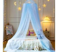 Wnqou White Blue Bed Canopy Mosquito Net,Princess Hanging Netting for Kids Bed Room Decor Mosquito Net for Baby Crib, Twin to King Size Bed